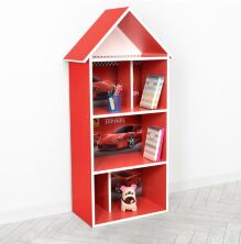 Будиночок-стелаж-полку дитяча для іграшок і книг H 2020-18-2 Машина червоний**