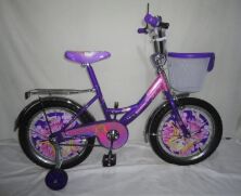 Велосипед дитячий двоколісний Azimut Принцеса Princess для дівчинки / колеса 12 дюймів / з кошиком /фіолет