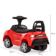 Дитяча каталка-толокар M 4089L-3, шкіряне сидіння, червона