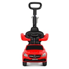 Дитяча машина каталка толокар 639-3 2 в 1 батьківська ручка музика багажник підставка для ніг червона