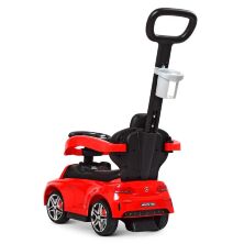 Дитяча машина каталка толокар 639-3 2 в 1 батьківська ручка музика багажник підставка для ніг червона