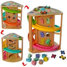 Дерев'яна іграшка Ігровий розвиваючий дерев'яний центр Бизиборд MD 2693 ТРЕК з машинками і сортер**