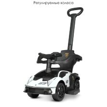 Дитяча каталка-толокар Спортивна машина Lamborghini 661-1 Ламборгіні з батьківською ручкою і бампером Біла*