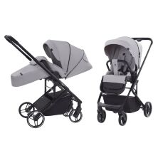 Прогулянкова дитяча коляска CARRELLO Alfa CRL-5508 Cloud Grey з чохлом на ніжки/ світло-сіра