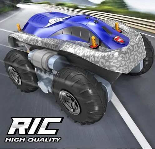 Дитяча машинка-амфібія трюкова на радіокеруванні WD03-1 плаває по воді, надувні колеса Синя