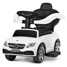 Дитяча машина каталка толокар 639-1 2 в 1 батьківська ручка музика багажник підставка для ніг біла **