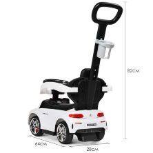 Дитяча машина каталка толокар 639-1 2 в 1 батьківська ручка музика багажник підставка для ніг біла **