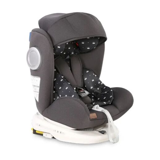 Дитяче автокрісло Lorelli (Bertoni) Lusso SPS isofix 0-36 kg Black Crowns чорне