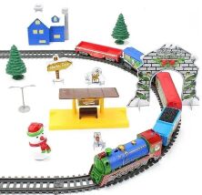 Залізниця Новорічний експрес 21816 чотири вагони і станція з музикою і світлом**