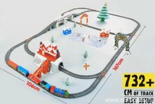 Залізниця Новорічний експрес 21816 чотири вагони і станція з музикою і світлом**