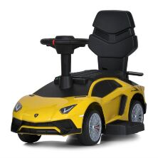 Дитяча каталка толокар 2в1 M 5777EBL-6 Електромобіль Машина Lamborghini від педалі, шкіра, жовта