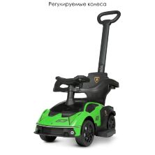 Дитяча каталка-толокар Спортивна машина Lamborghini 661-5 Ламборгіні з батьківською ручкою/бампером Зелена*