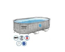 Каркасний овальний басейн BESTWAY 56714 розмір 427-250-100 см об'єм 7250 л з фільтр-насосом і Драбинкою