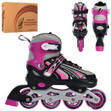 Дитячі розсувні ролики PROFI A4146-M-P алюмінієва рама/розмір 35-38 устілка 21.3 cм/рожеві