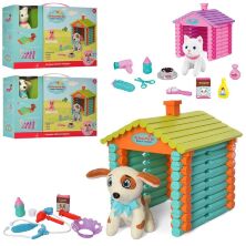 Дитячий ігровий набір 886-1 "Тварина в будиночку" з аксесуарами / 2 види: кіт-перукар / собака-лікар