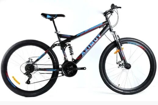 Спортивний гірський двопідвісний велосипед Azimut RACE 29" GFRD Чорно-синій