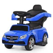 Дитяча машина каталка толокар 639-4 2 в 1 батьківська ручка музика багажник підставка для ніг синя**