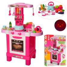 Дитячий ігровий набір інтерактивна кухня LIMO TOY 008-939 плита, духовка звук, світло посуд продукти рожева**