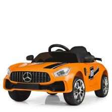 Дитячий електромобіль Машина Mercedes M 4062EBLR-7 одномісний, шкіряне сидіння, музика, світло / помаранчевий
