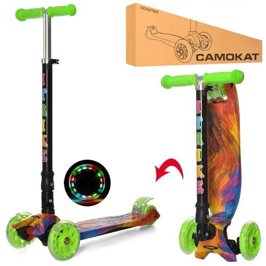Самокат дитячий складаний iTrike JR 3-003-1-B MAXI 8 кольорів принт