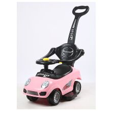 Дитяча каталка-толокар M 5784-8 Porsche Машинка з батьківською ручкою, музика, світло, рожевий