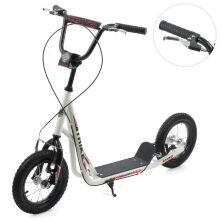 Двоколісний Самокат дорослий iTrike SR2-045-3-W сталевий з ручним гальмом / колеса 12д / білий**