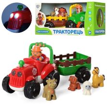 Дитяча розвиваюча іграшка LIMO TOY M 5572 UA "Тракторець з причепом" зі звуковими і світловими ефектами**