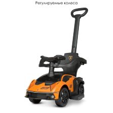 Дитяча каталка-толокар Спортивна машина Lamborghini 661-7 Ламборгіні з батьківською ручкою/бампером Оранж**