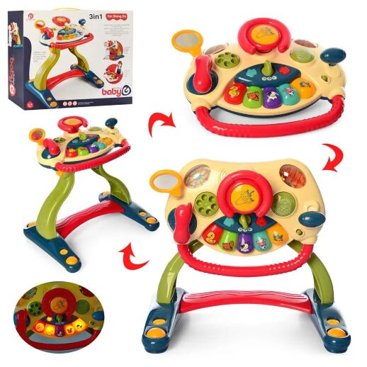 Розвиваючий музичний дитячий ігровий центр 3в1 898-2084 зі світловими ефектами