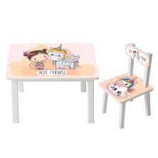 Дитячий стіл зі стільчиком Bambi BSM2K-18 Дівчинка і єдиноріг**