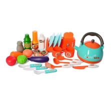 Дитячий ігровий набір інтерактивна кухня LIMO TOY 008-939A плита, духовка звук, світло посуд продукти Блакитна**