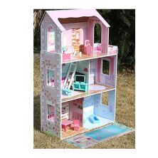Будиночок для ляльок MD 2670 Триповерховий дерев'яний будиночок з меблями**