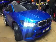 Дитячий електромобіль Машина M 4299EBLRS-4 BMW чотири мотори, шкіряне сидіння, MP3, USB, світло, синій фарбований