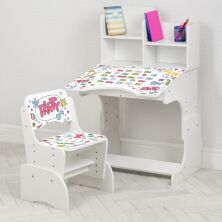 Дитяча регульована парта зі стільчиком растишка Bambi B 2071-104-7(EN)) Алфавіт біла**