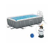 Каркасний прямокутний басейн BESTWAY 56442 розмір 404-201-100 см об'єм 6478 л з фільтр-насосом Драбина