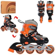 Дитячі розсувні ролики PROFI A4146-XS-OR алюмінієва рама/КОМБО/розмір 27-30 устілка 16cм/жовтогарячі