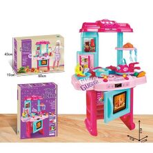 Дитячий ігровий набір інтерактивна кухня 3830-40 плита мийка духовка посуд продукти звук, світло рожева