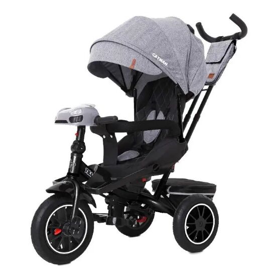 Велосипед коляска дитячий триколісний TILLY CAYMAN з пультом і посиленою рамою T-381/7 Сірий льон