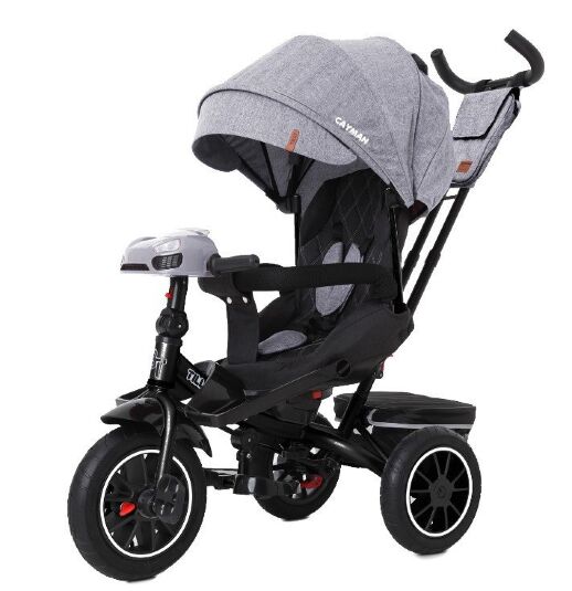 Велосипед коляска дитячий триколісний TILLY CAYMAN з пультом і посиленою рамою T-381/7 Сірий льон