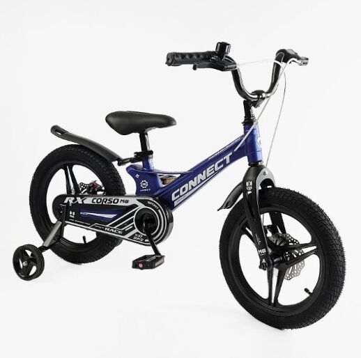 Дитячий магнієвий велосипед 16 дюймів Corso "REVOLT" MG-16221 литі диски, дискові гальма синій