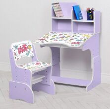 Дитяча регульована парта зі стільчиком растишка Bambi B 2071-104-9(EN)) Алфавіт лаванда**