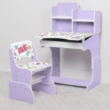 Дитяча регульована парта зі стільчиком растишка Bambi B 2071-104-9(EN)) Алфавіт лаванда**