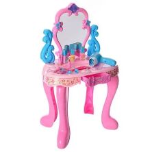 Дитячий туалетний столик, Трюмо з дзеркалом для дівчинки "Маленька кокетка" 008-86 з аксесуарами / рожевий