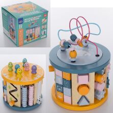 Дерев'яна Розвиваюча іграшка MD 1102 Бизиборд Лабіринт Кубики Рахунки Годинник**