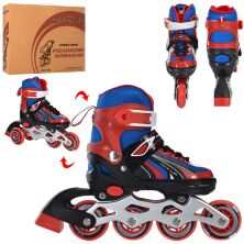 Дитячі розсувні ролики PROFI A4146-XS-R алюмінієва рама/КОМБО/розмір 27-30 устілка 16cм/червоні