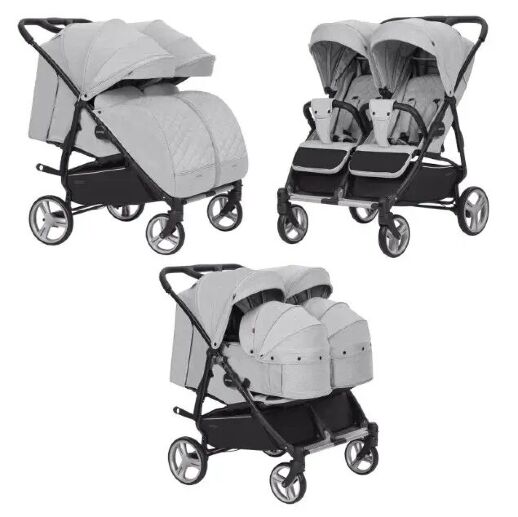 Коляска прогулочная CARRELLO Connect CRL-5502/1 Rock Gray для двійні c перенесенням
