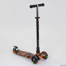 Самокат дитячий триколісний А 24661/779-1310 MAXI Best Scooter пластмасовий підсвічування коліс чорний