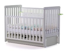 Дитяче ліжечко дерев'яна маятник з шухлядою і відкидним бортом "Сон" вільха - колір світло-коричневий