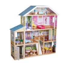 Будиночок для ляльок MD 2675 Чотириповерховий дерев'яний будиночок з меблями