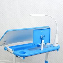 Дитяча регульована парта зі стільчиком M 4428-4 підставка для книги / лампа USB / колір синій **